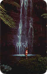 A Tahitian Waterfall Postcard
