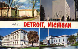 Hello from Detroit Michigan Postcard Postcard