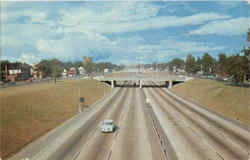 View along Detroit's Expressway Michigan Postcard Postcard
