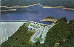 Air View of Observation Building and Parking Area, Fontana Dam Postcard