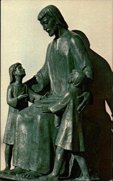 Bronze Statue of Man and Children Ridgefield Connecticut