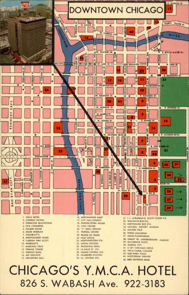Chicago's Y.M.C.A. Hotel Illinois Maps