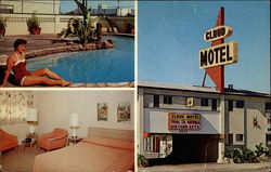 Cloud Motel Entrance, Pool and Room Postcard