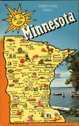 Greetings from Minnesota Maps Postcard Postcard