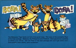 The Malaysian Tiger Family - "Extra Extra" Postcard