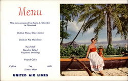United Airlines Menu Card Postcard