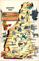 Greetings from New Hampshire Maps Postcard Postcard