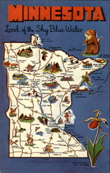 Minnesota Land of the Sky Blue Water Maps Postcard Postcard