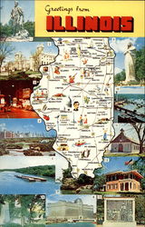 Greetings from Illinois Maps Postcard Postcard