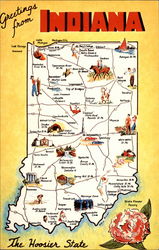 Greetings from Indiana The Hoosier State Maps Postcard Postcard