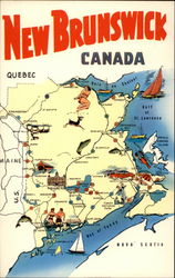 The Province of New Brunswick, Canada Maps Postcard Postcard