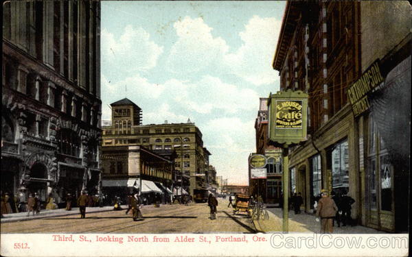 Third, St., looking North from Alder St., Portland, Ore Oregon