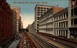 Elevated Loop, Wabash Ave Postcard
