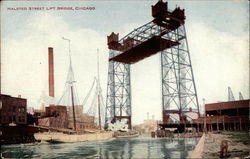 Halsted Street Lift Bridge Chicago, IL Postcard Postcard