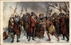 Landing of the Pilgrims by Sargent, Pilgrim Hall Postcard