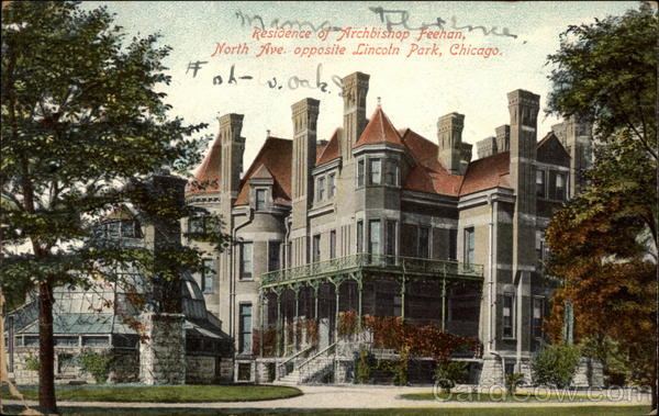Residence of Archbishop Feehan, North Ave. opposite Lincoln Park Chicago Illinois