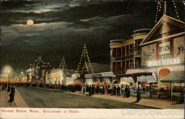 Boulevard at Night Revere Beach Massachusetts