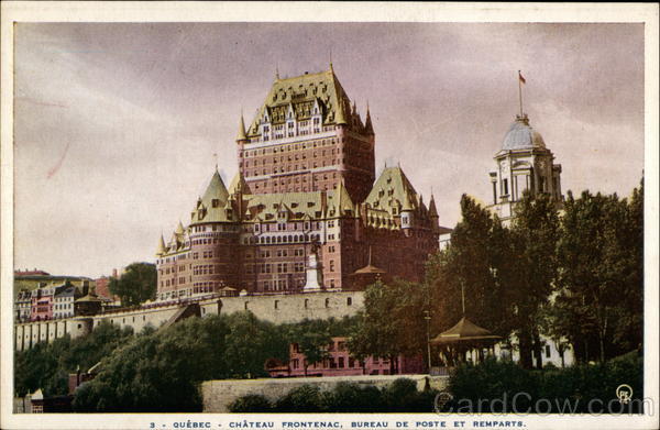 Chateau Frontenac, Post Office and Ramparts QC Canada