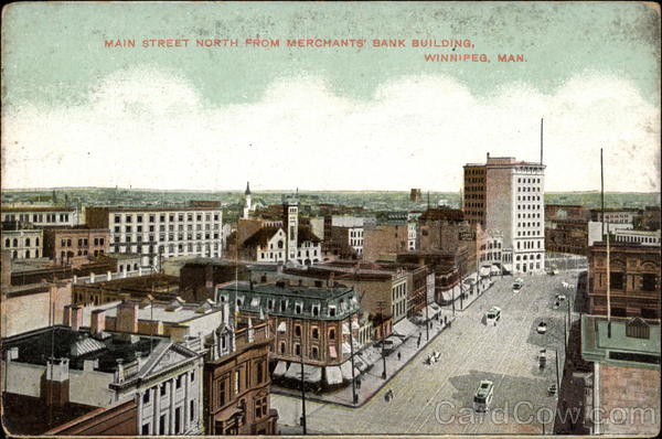 Main Street North From Merchants' Bank Building, Winnepeg, Man QC Canada