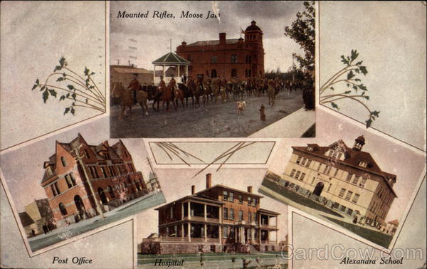 Mounted Rifles, Post Office, Hospital, and Alexandra School Moose Jaw SK Canada