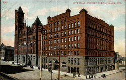 City Hall and Bee Building Postcard