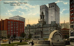 Palmer Fountain and City Hall Postcard