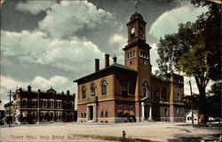 Town Hall and Bank Building Postcard