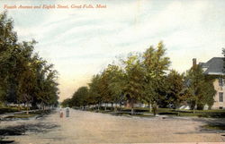 Fourth Avenue and Eighth Street, Great Falls, Mont Montana Postcard Postcard