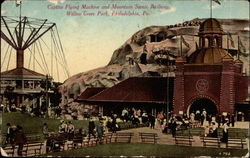 Captive Flying Machine and Mountain Scenic Railway, Willow Grove Park Postcard
