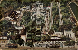 Aerial View of Amusement Park Postcard