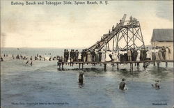 Bathing Beach and Toboggan Slide Sylvan Beach, NY Postcard Postcard