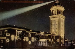 Entrance to White City at night, Lakeside Park Postcard