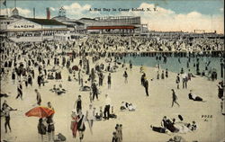 A Hot Day Coney Island, NY Postcard Postcard