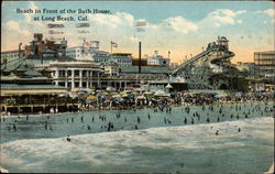 Beach in front of the Bath House Long Beach, CA Postcard Postcard