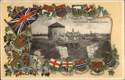 Fort Frederick plus National & Provincial Flags Postcard