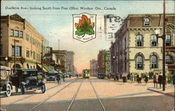 Ouellette Ave., looking South from Post Office Postcard