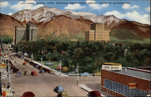 City Park Showing Snow-Capped Mount Ogden in Background Utah