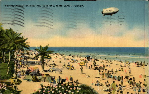 Mid-Winter Bathing and Sunshine Miami Beach Florida
