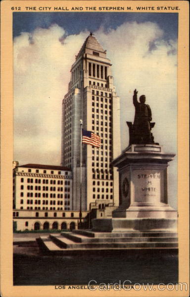 The City Hall and the Stephen M. White Statue Los Angeles California