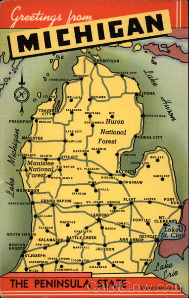 Greetings from Michigan, The Peninsula State Large Letter