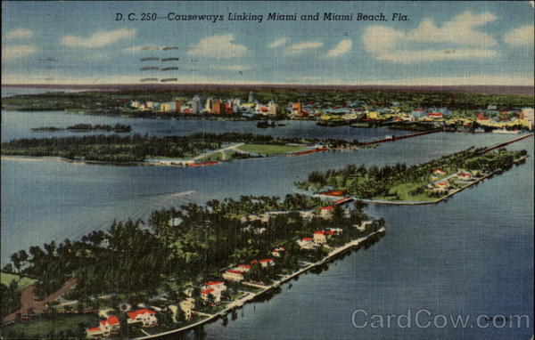 Causeways Linking Miami and Miami Beach, Fla Florida