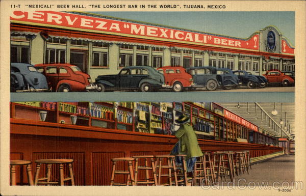 Mexicali Beer Hall, The Longest Bar in the World Tijuana Mexico