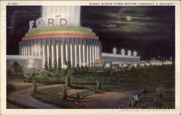 Night Scene Ford Motor Company's Exhibit Chicago Illinois