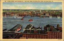 River Front and Camden, NJ, Skyline from Philidelphia side Postcard