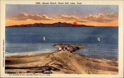 Sunset Beach, Great Salt Lake, Utah Postcard