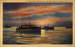 Tuna Boats Starting Out in the Early Morning Postcard