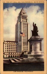 The City Hall and the Stephen M. White Statue Postcard