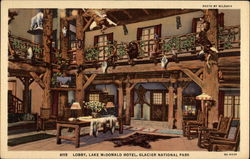 Lobby, Lake McDonald Hotel Postcard