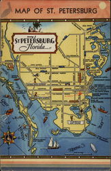 Map of St. Petersburg Florida Maps Postcard Postcard