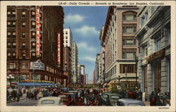 Daily Crowds--Seventh at Broadway Los Angeles, CA Postcard Postcard